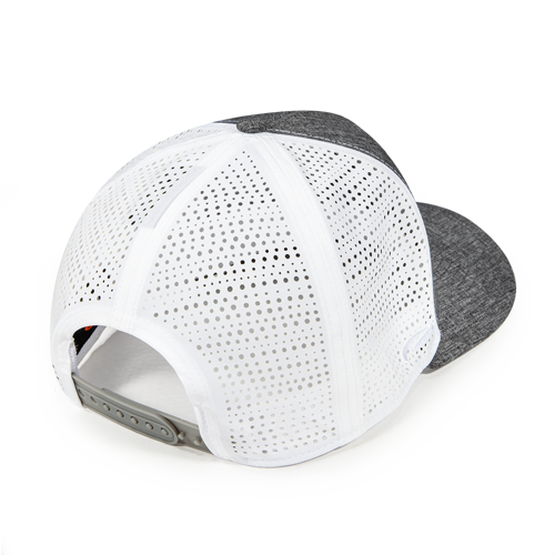 Adjustable hat with perforated pattern on side & back panels