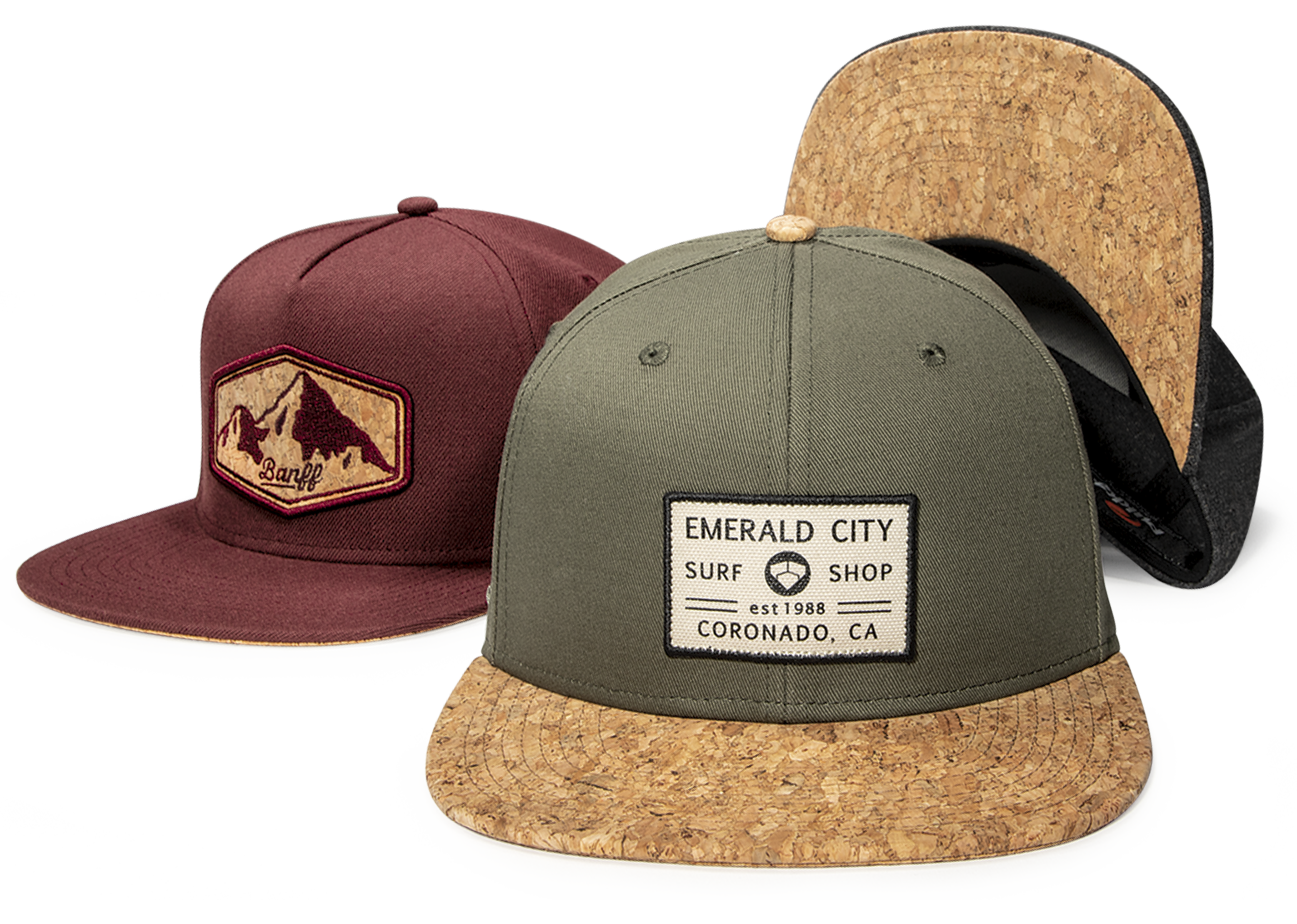 Group of Hats featuring Cork Specialty Fabric