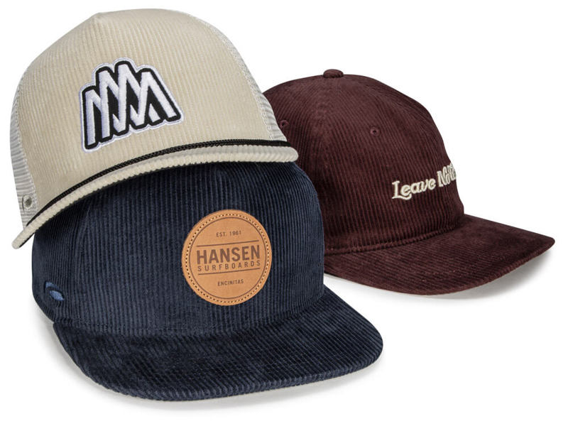 Fully Custom Headwear featuring New Wide Wale Corduroy Colors