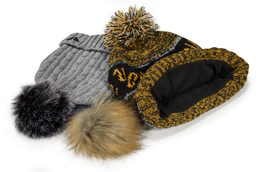 Knits with a Faux Fur Pom and Interior Fleece Lining