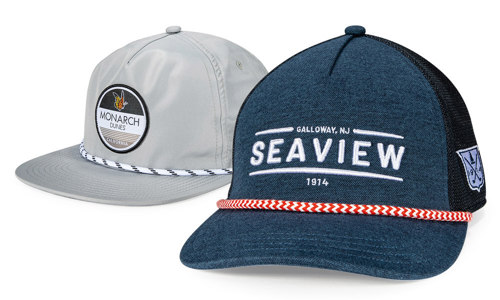 Pair of golf hats with specialty rope