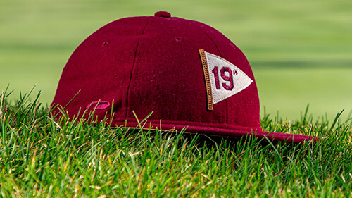 Golf Lingo hat resting in the rough