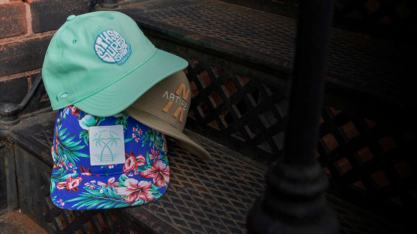 Mid Crown Adjustable Hats on a dock