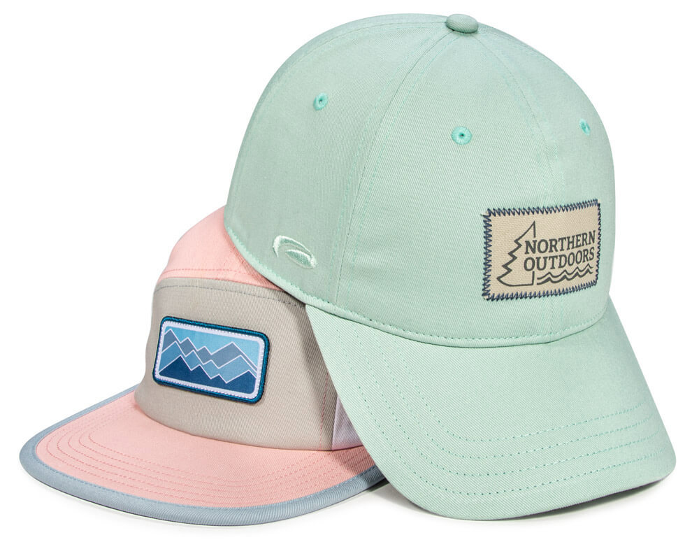 A pair of Custom Hats made with Seasonal Cotton Twill Colors