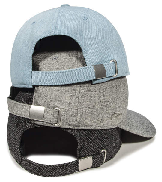 Stack of Golf Hats featuring Metal Buckle Closures