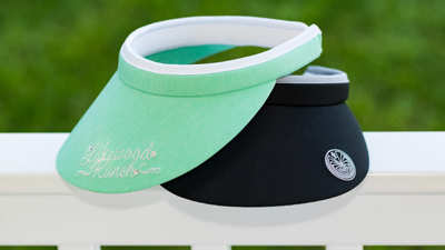 Ladies Clip-On Visors on a patio