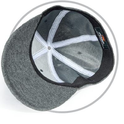 Circle showing Stretch-Fit hat underside A-Flex sweatband