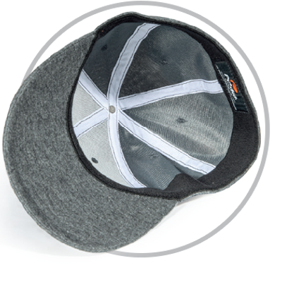 Circle showing Stretch-Fit hat underside A-Flex sweatband