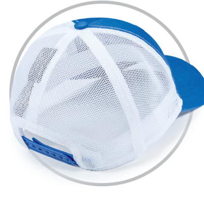 Circle with Pukka hat showing back view of Tech Mesh