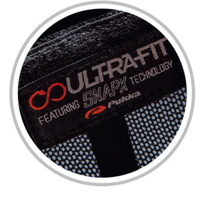 Circle showing hat inside label Ultra-Fit