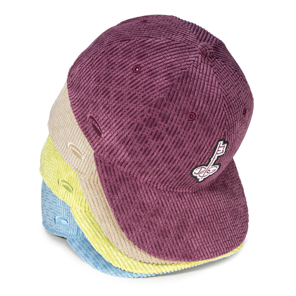 Custom Golf Headwear featuring new Cross Wale Corduroy Specialty Fabric